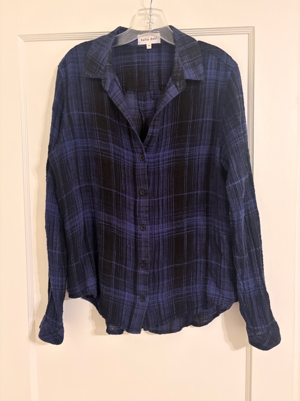 Bella Dahl Blue & Black Plaid Gauze Button-Up Shirt